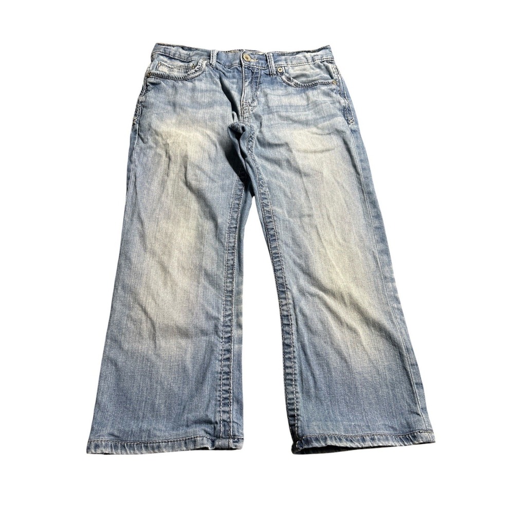 BKE Denim Carter Women's Capri Jeans Size 30R Blue Light Wash Embroidered